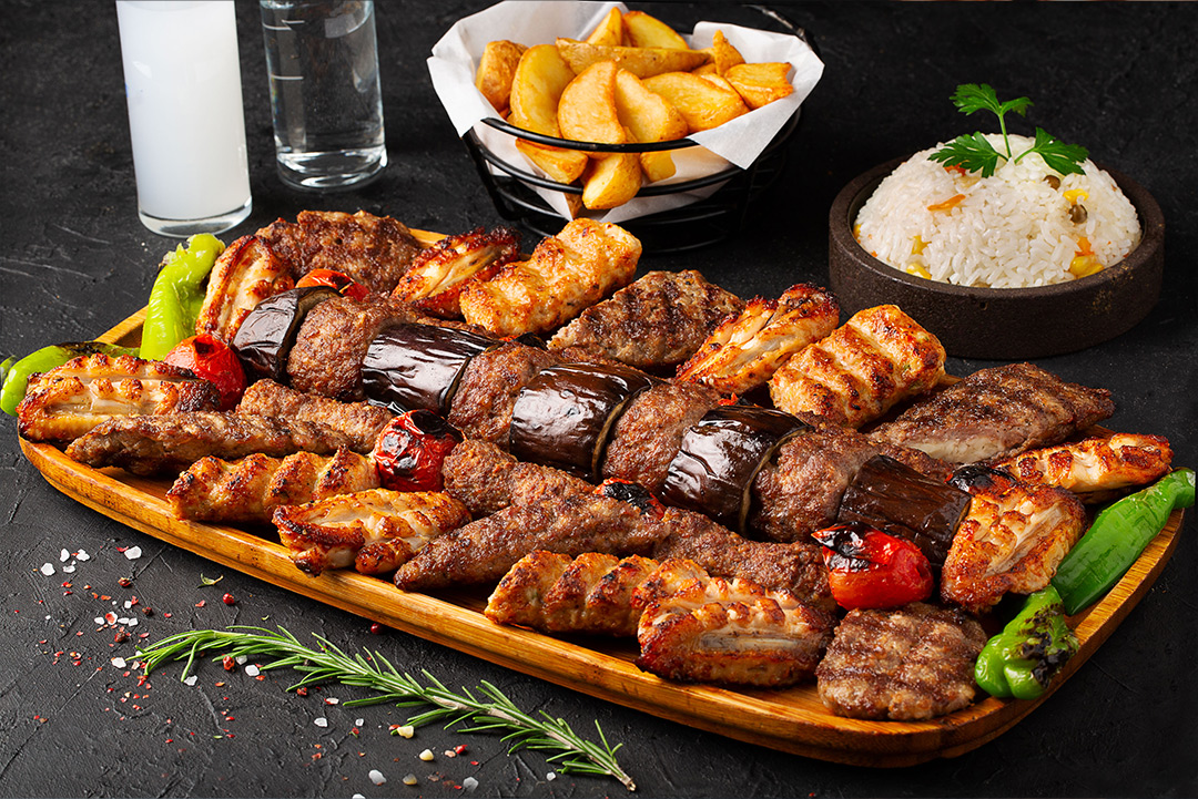 Mixed kebab plate at a LotiPoints restaurant in Istanbul