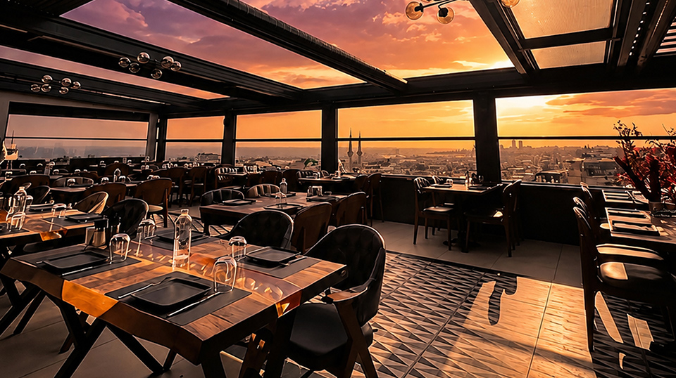 Lotiz Lounge evening rooftop atmosphere in Istanbul
